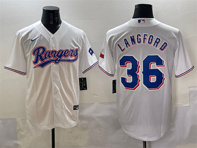 Men's Texas Rangers #36 Wyatt Langford White Cool Base Stitched Baseball Jersey Men's Texas Rangers #36 Wyatt Langford White Cool Base Stitched Baseball Jersey